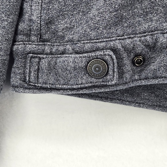 Levis Mens Large Knit Trucker Jacket Blue Heathered Sweatshirt Denim Style - Picture 10 of 13